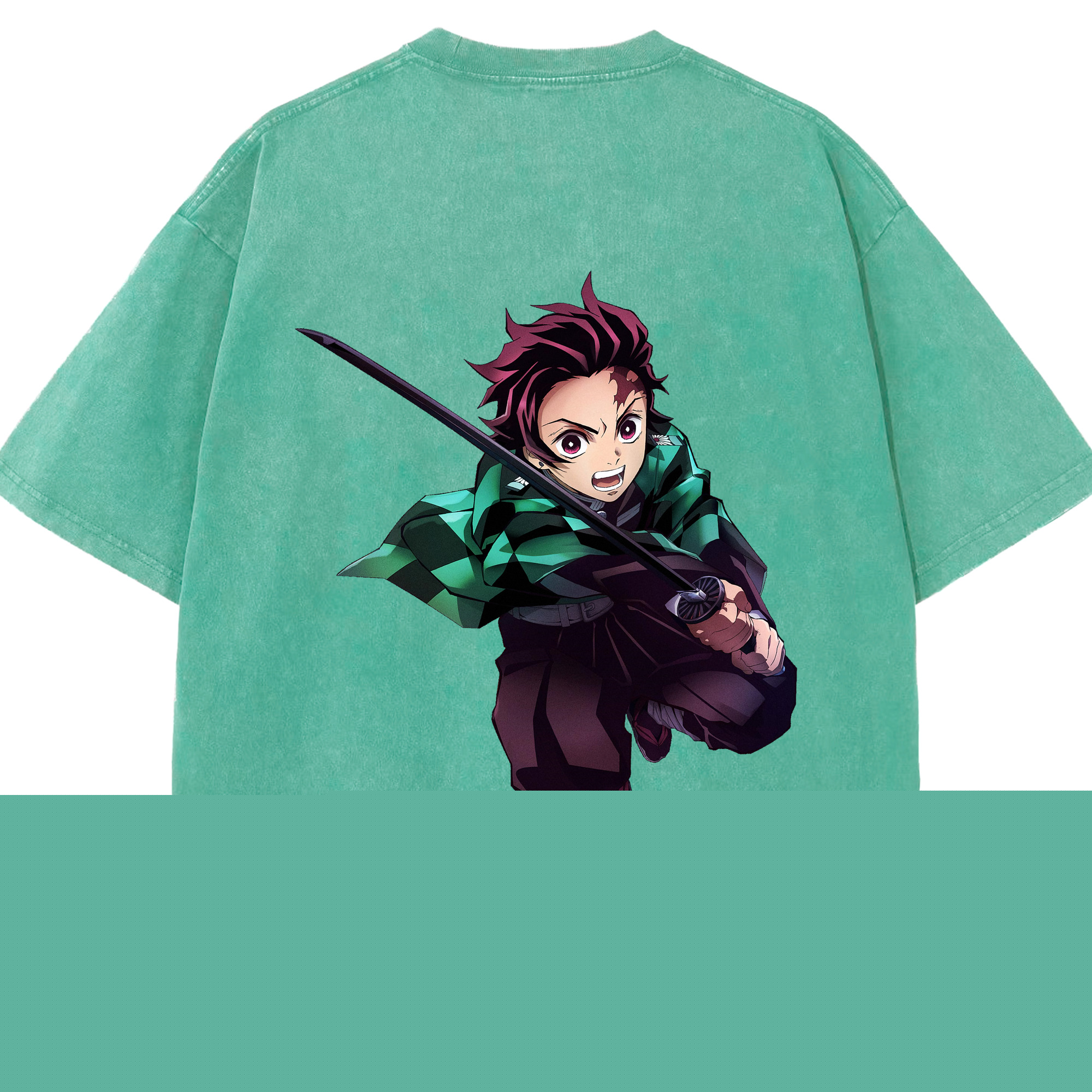 （画像用） 鬼滅の刃 竈門 炭治郎／かまど たんじろう Kamado Tanjirou 綿100% ヴィンテージ風 半袖Tシャツ（背面プリント）
